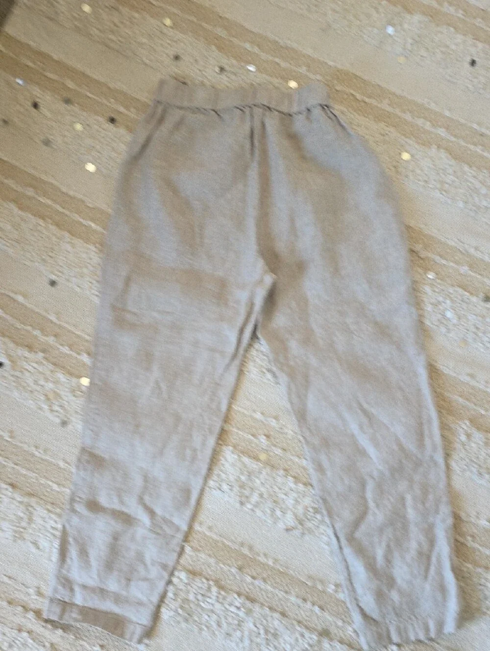 Quince Women's Ankle Linen Cropped Pull On Pants in Light Beige Flax Small